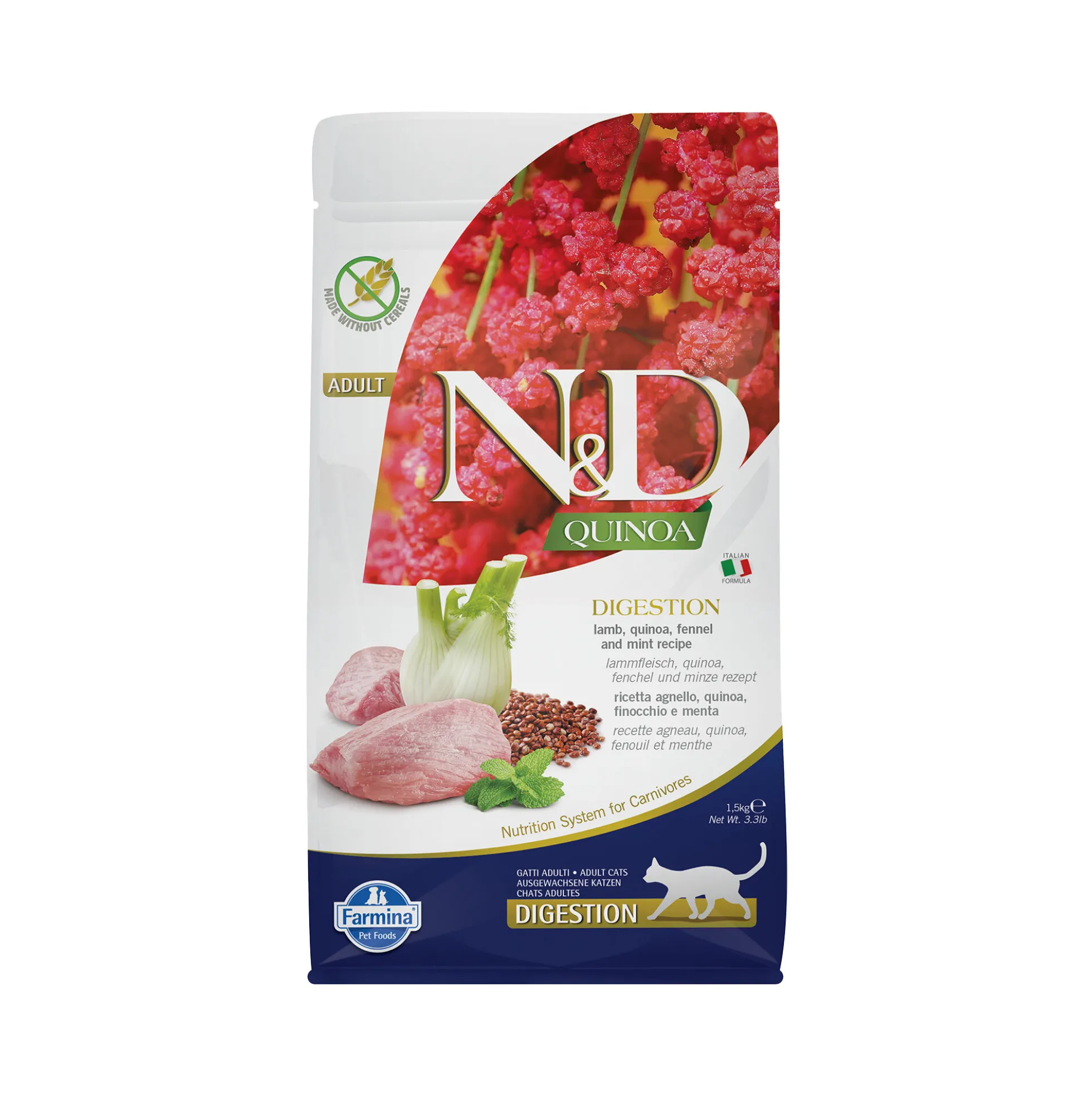 Farmina N&D Quinoa Digestion Adult Alimento per gatti - Agnello
