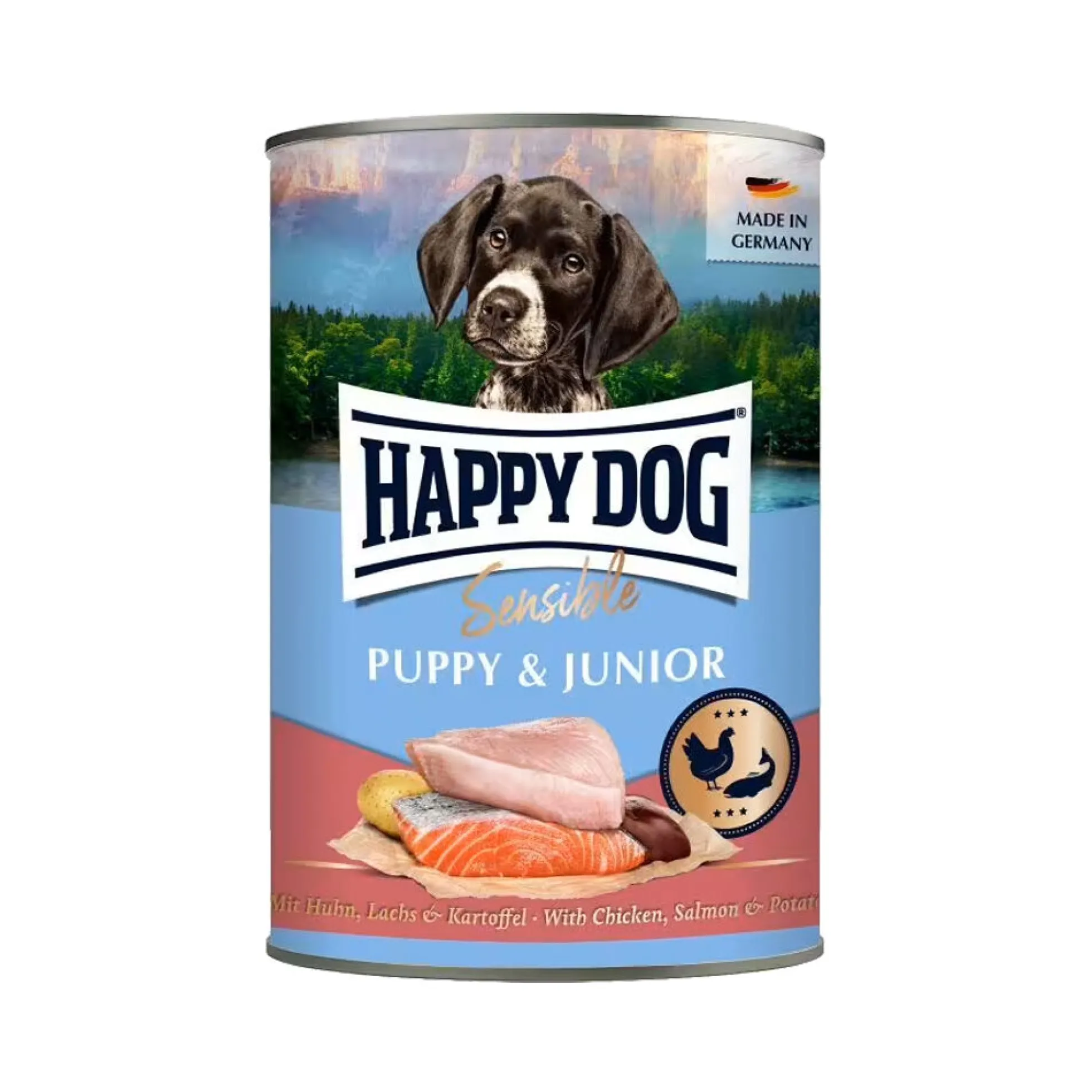 Happy Dog Sensible Puppy & Junior Cibo Umido - Pollo, Salmone e Patata