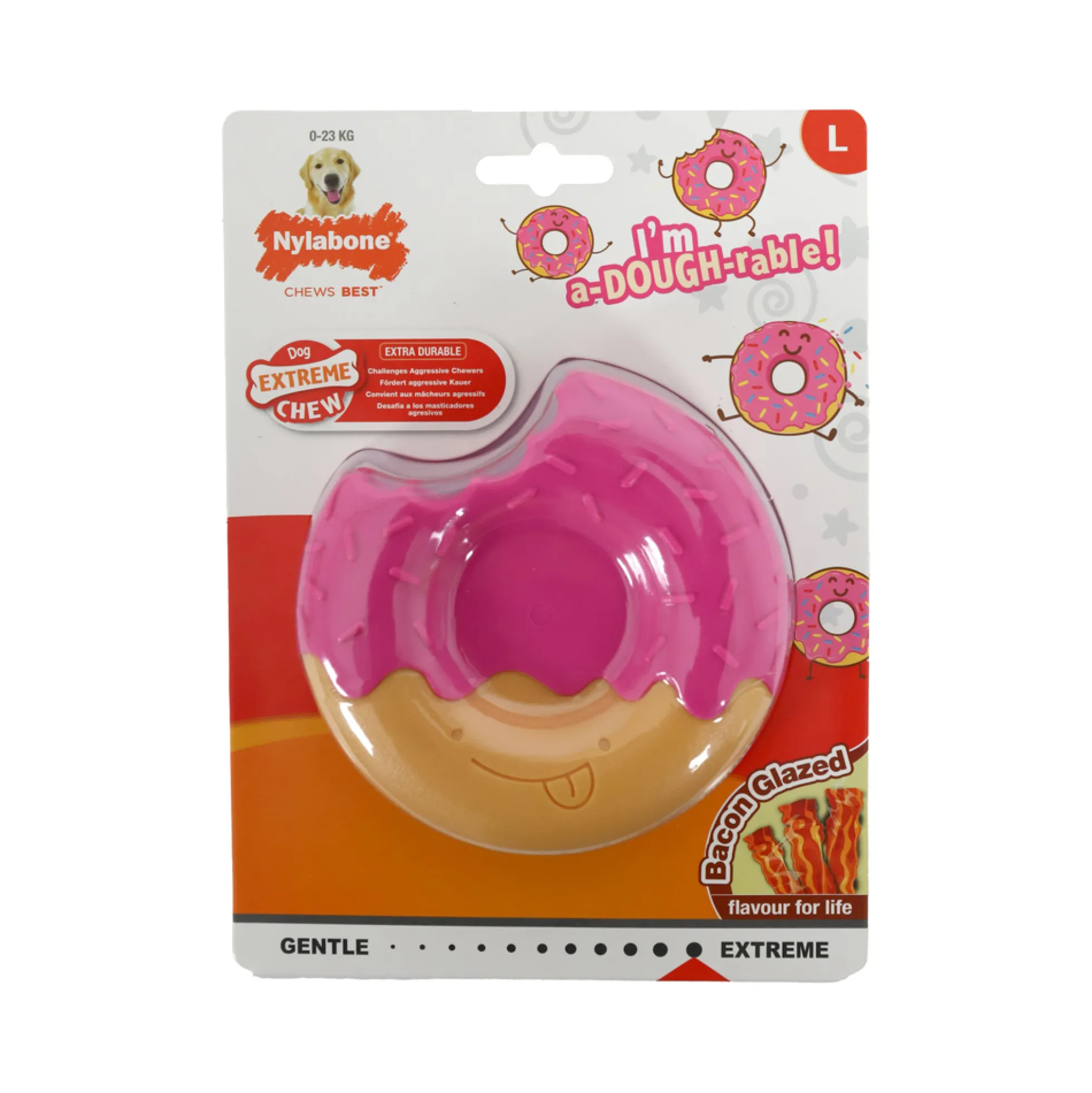 Nylabone Extreme Chew Donut Glaze Bacon